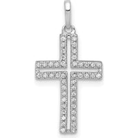 14K White Gold Diamond Cross Pendant with 46 Round Diamonds - 0.003 Carat Total Diamond Weight by Monteluci Fine Jewelry