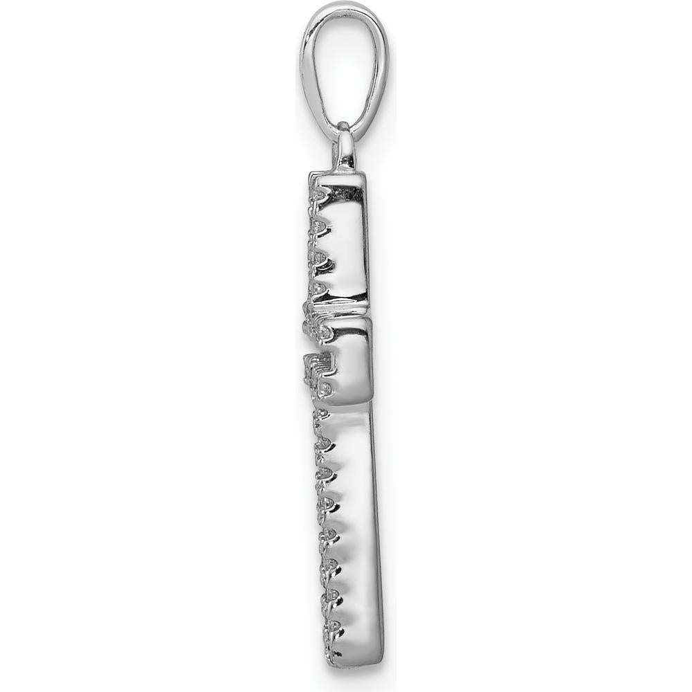 14K White Gold Diamond Cross Pendant with 46 Round Diamonds - 0.003 Carat Total Diamond Weight by Monteluci Fine Jewelry