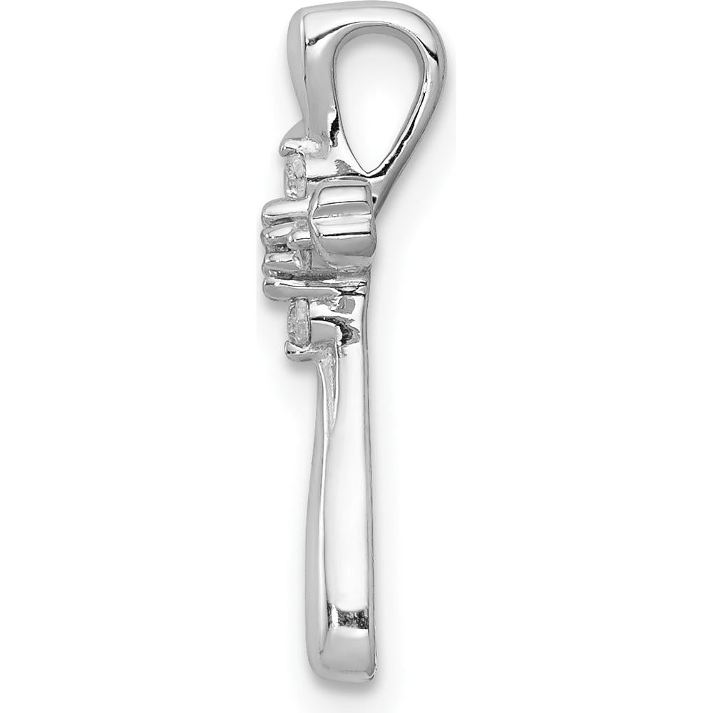 14K White Gold Diamond Cross Pendant with 5 Round Diamonds - 0.03 Carat Total Diamond Weight by Monteluci Fine Jewelry