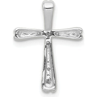 14K White Gold Diamond Cross Pendant with 5 Round Diamonds - 0.03 Carat Total Diamond Weight by Monteluci Fine Jewelry