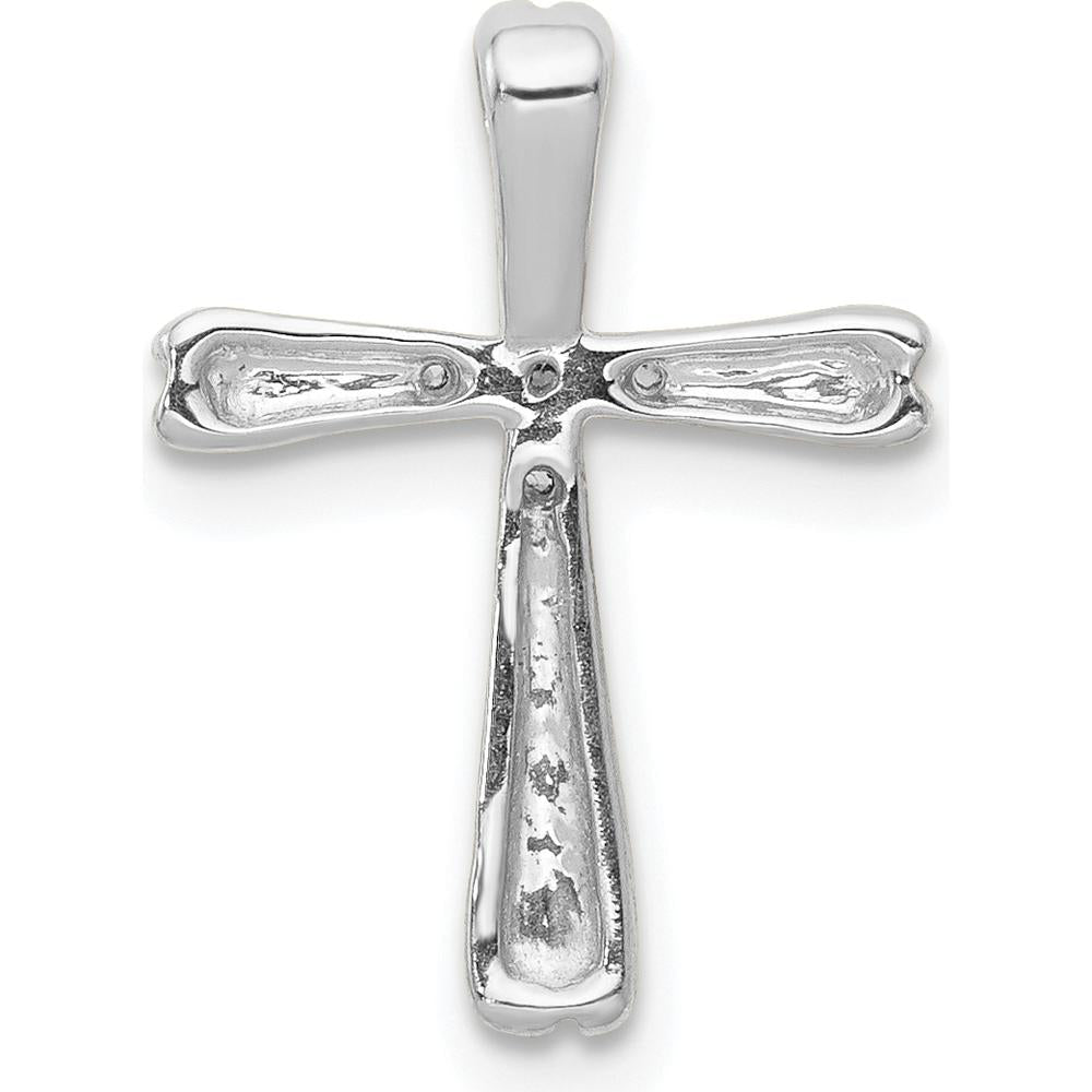14K White Gold Diamond Cross Pendant with 5 Round Diamonds - 0.03 Carat Total Diamond Weight by Monteluci Fine Jewelry