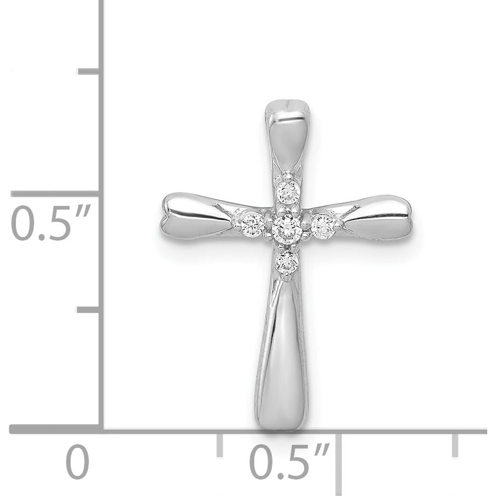 14K White Gold Diamond Cross Pendant with 5 Round Diamonds - 0.03 Carat Total Diamond Weight by Monteluci Fine Jewelry