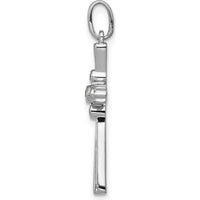 14K White Gold Diamond Cross Pendant with 5 Round Diamonds - 0.0345 Carat Total Diamond Weight by Monteluci Fine Jewelry