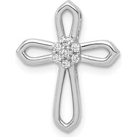 14K White Gold Diamond Cross Pendant with 7 Round Diamonds - 0.056 Carat Total Diamond Weight by Monteluci Fine Jewelry