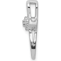 14K White Gold Diamond Cross Pendant with 7 Round Diamonds - 0.056 Carat Total Diamond Weight by Monteluci Fine Jewelry