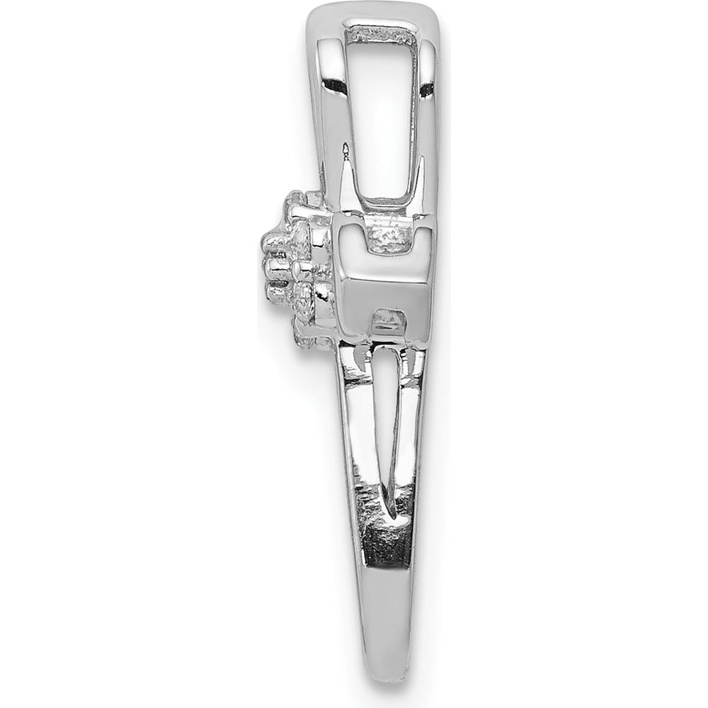 14K White Gold Diamond Cross Pendant with 7 Round Diamonds - 0.056 Carat Total Diamond Weight by Monteluci Fine Jewelry