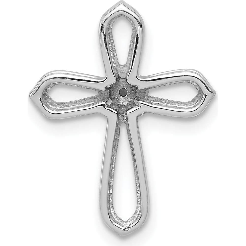 14K White Gold Diamond Cross Pendant with 7 Round Diamonds - 0.056 Carat Total Diamond Weight by Monteluci Fine Jewelry