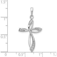 14K White Gold Diamond Cross Pendant with Natural Round Diamonds - 0.10 Carat Total Diamond Weight by Monteluci Fine Jewelry