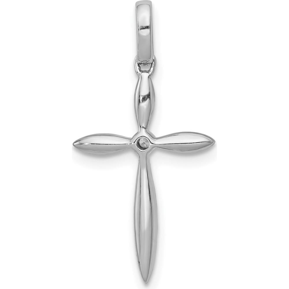 14K White Gold Diamond Cross Pendant with Natural Round Diamonds - 1/6 Carat Total Diamond Weight by Monteluci Fine Jewelry