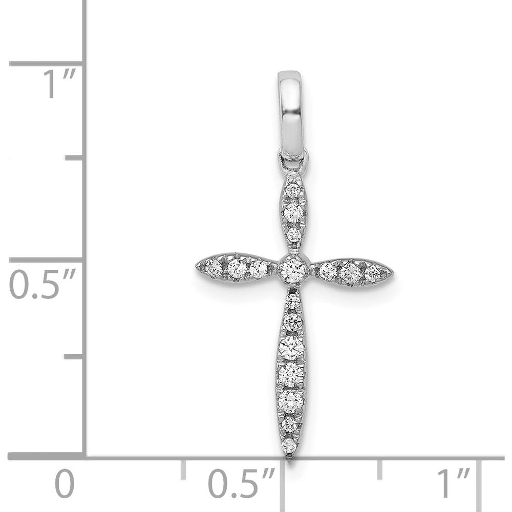 14K White Gold Diamond Cross Pendant with Natural Round Diamonds - 1/6 Carat Total Diamond Weight by Monteluci Fine Jewelry
