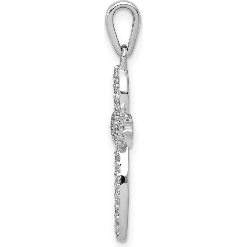 14K White Gold Diamond Cross Pendant with Pavé Set Round Diamonds - 0.20 Carat Total Diamond Weight by Monteluci Fine Jewelry