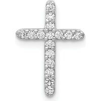 14K White Gold Diamond Cross Pendant with Prong-Set Round Diamonds - 1/8 Carat Total Diamond Weight by Monteluci Fine Jewelry