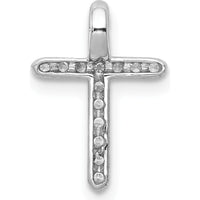 14K White Gold Diamond Cross Pendant with Prong-Set Round Diamonds - 1/8 Carat Total Diamond Weight by Monteluci Fine Jewelry