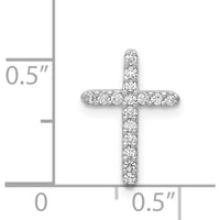 14K White Gold Diamond Cross Pendant with Prong-Set Round Diamonds - 1/8 Carat Total Diamond Weight by Monteluci Fine Jewelry