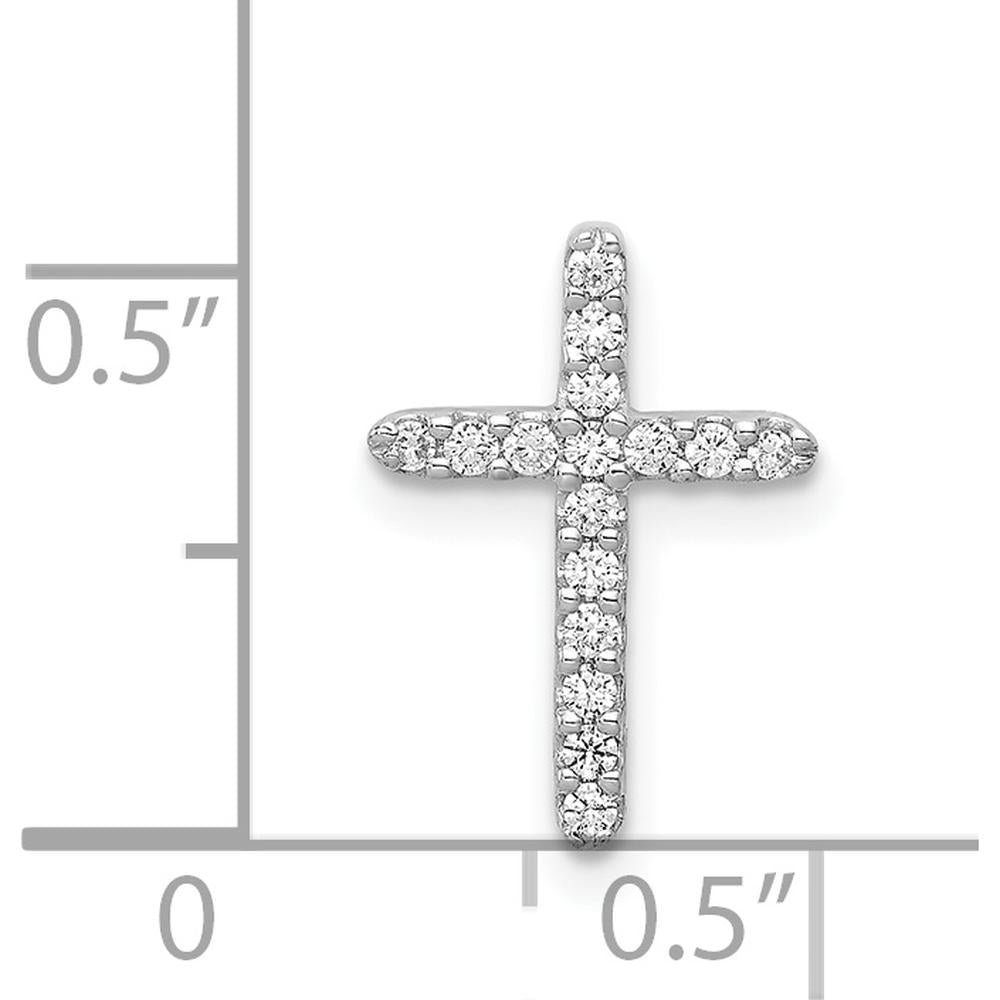 14K White Gold Diamond Cross Pendant with Prong-Set Round Diamonds - 1/8 Carat Total Diamond Weight by Monteluci Fine Jewelry