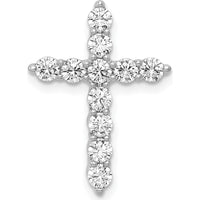 14K White Gold Diamond Cross Pendant with Prong Set Round Natural Diamonds - 0.75 Carat Total Diamond Weight by Monteluci Fine Jewelry