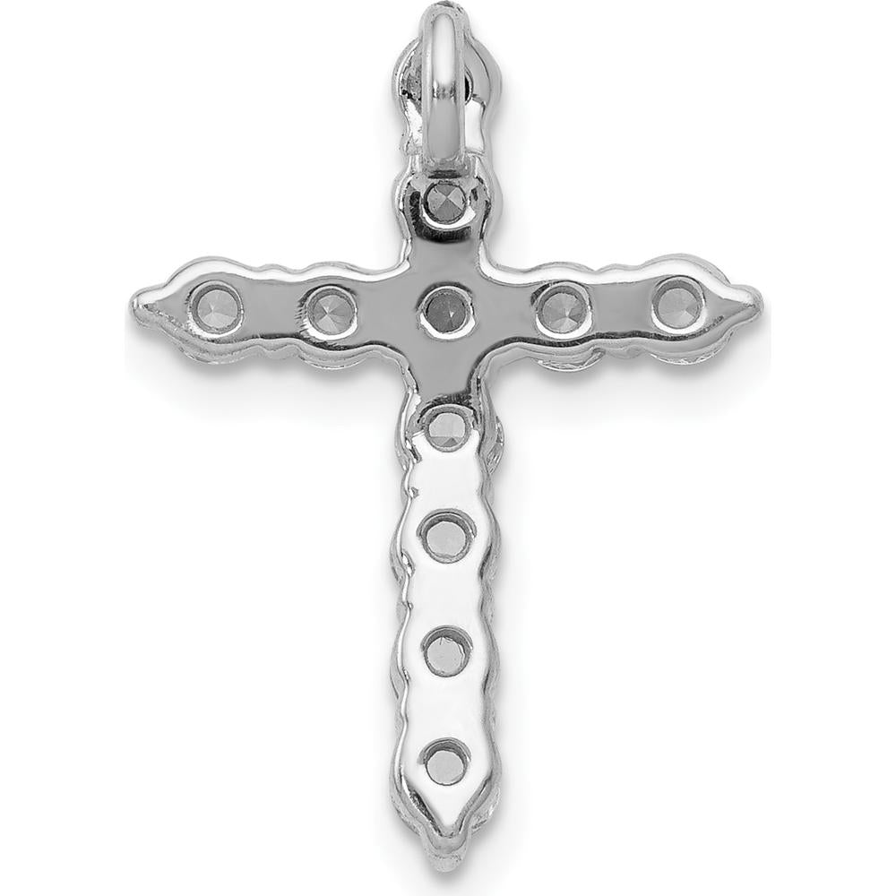 14K White Gold Diamond Cross Pendant with Prong Set Round Natural Diamonds - 0.75 Carat Total Diamond Weight by Monteluci Fine Jewelry