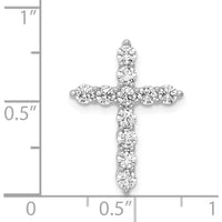 14K White Gold Diamond Cross Pendant with Prong Set Round Natural Diamonds - 0.75 Carat Total Diamond Weight by Monteluci Fine Jewelry