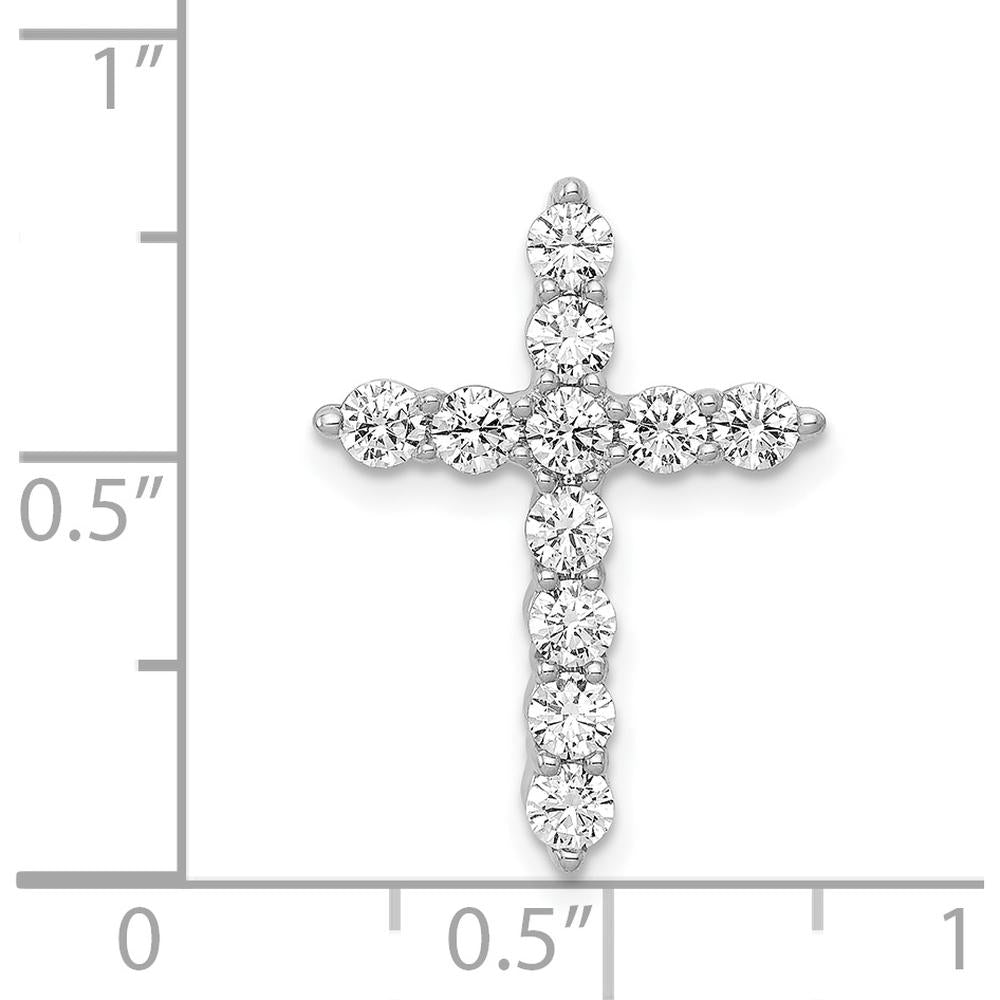 14K White Gold Diamond Cross Pendant with Prong Set Round Natural Diamonds - 0.75 Carat Total Diamond Weight by Monteluci Fine Jewelry