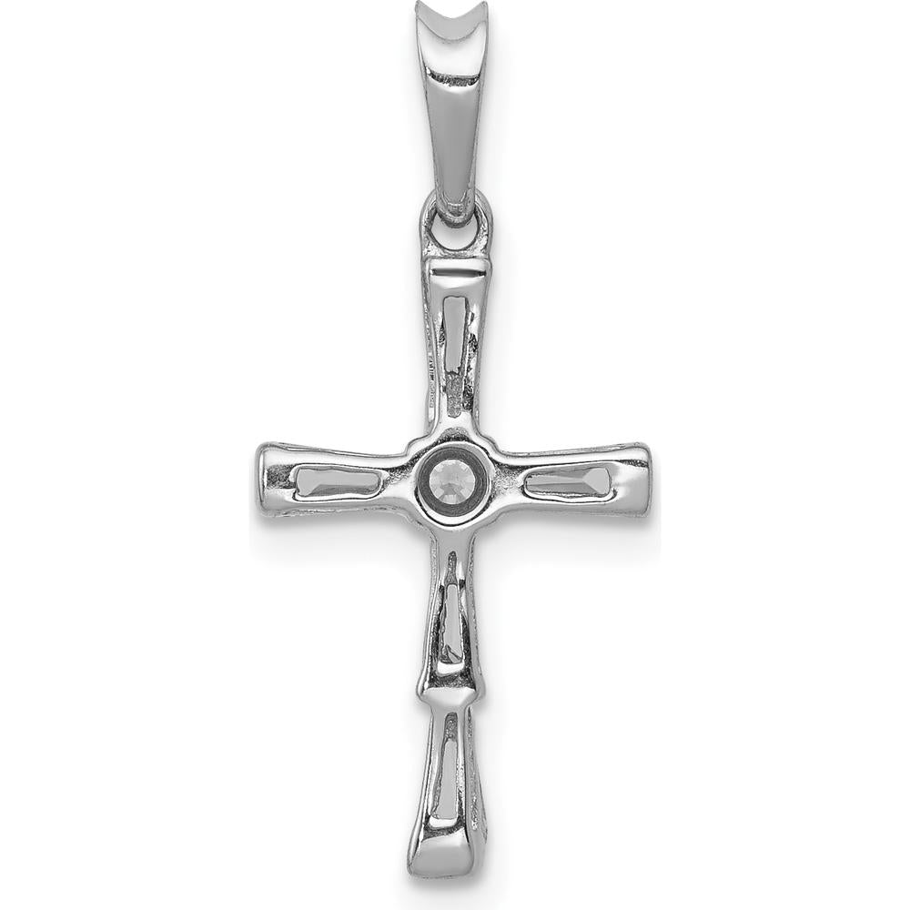 14K White Gold Diamond Cross Pendant with Round and Baguette Diamonds - 1/5 Carat Total Diamond Weight by Monteluci Fine Jewelry