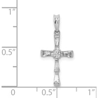 14K White Gold Diamond Cross Pendant with Round and Baguette Diamonds - 1/5 Carat Total Diamond Weight by Monteluci Fine Jewelry