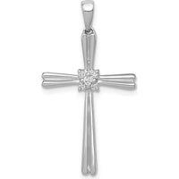 14K White Gold Diamond Cross Pendant with Round Cluster - 1/20 Carat Total Diamond Weight by Monteluci Fine Jewelry