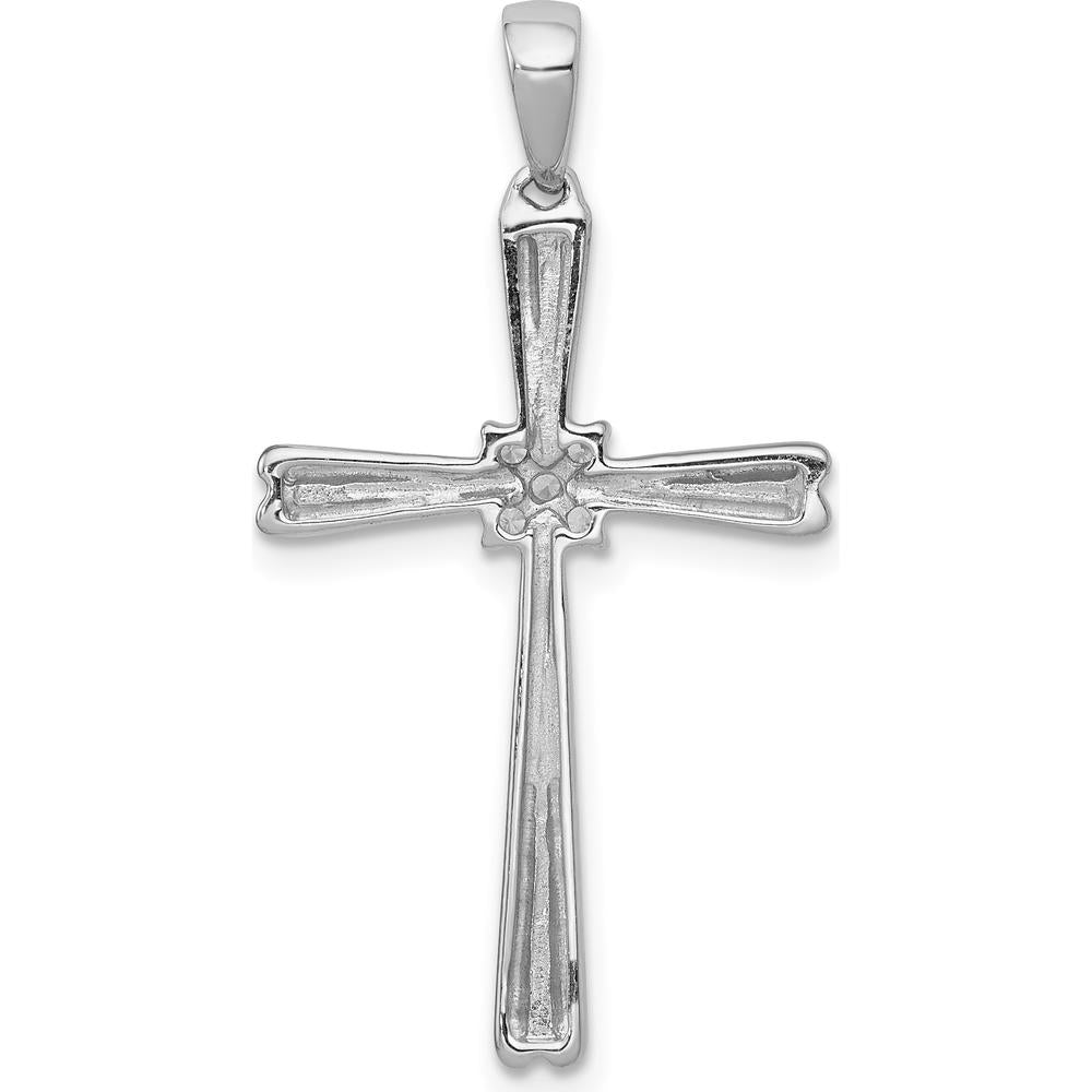 14K White Gold Diamond Cross Pendant with Round Cluster - 1/20 Carat Total Diamond Weight by Monteluci Fine Jewelry