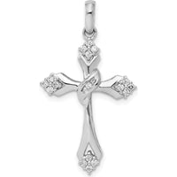 14K White Gold Diamond Cross Pendant with Round Cluster Diamonds - 0.20 Carat Total Diamond Weight by Monteluci Fine Jewelry