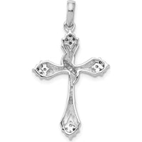 14K White Gold Diamond Cross Pendant with Round Cluster Diamonds - 0.20 Carat Total Diamond Weight by Monteluci Fine Jewelry