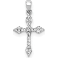14K White Gold Diamond Cross Pendant with Round Cut Diamonds - 1/15 Carat Total Diamond Weight by Monteluci Fine Jewelry
