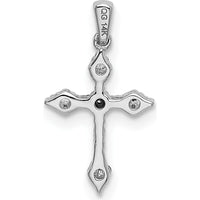 14K White Gold Diamond Cross Pendant with Round Cut Diamonds - 1/15 Carat Total Diamond Weight by Monteluci Fine Jewelry