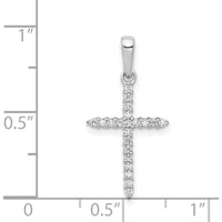 14K White Gold Diamond Cross Pendant with Round Cut Natural Diamonds - 1/6 Carat Total Diamond Weight by Monteluci Fine Jewelry