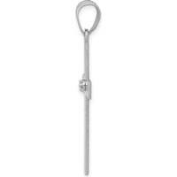 14K White Gold Diamond Cross Pendant with Round Diamond - 0.02 Carat Total Diamond Weight by Oro Pregiato