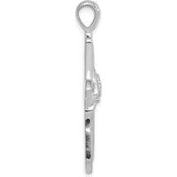 14K White Gold Diamond Cross Pendant with Round Diamonds - 0.05 Carat Total Diamond Weight by Oro Pregiato