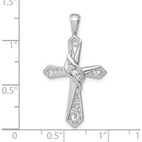 14K White Gold Diamond Cross Pendant with Round Diamonds - 0.05 Carat Total Diamond Weight by Oro Pregiato