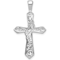 14K White Gold Diamond Cross Pendant with Round Diamonds - 0.05 Carat Total Diamond Weight by Oro Pregiato
