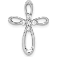 14K White Gold Diamond Cross Pendant with Round Diamonds - 0.10 Carat Total Diamond Weight by Monteluci Fine Jewelry