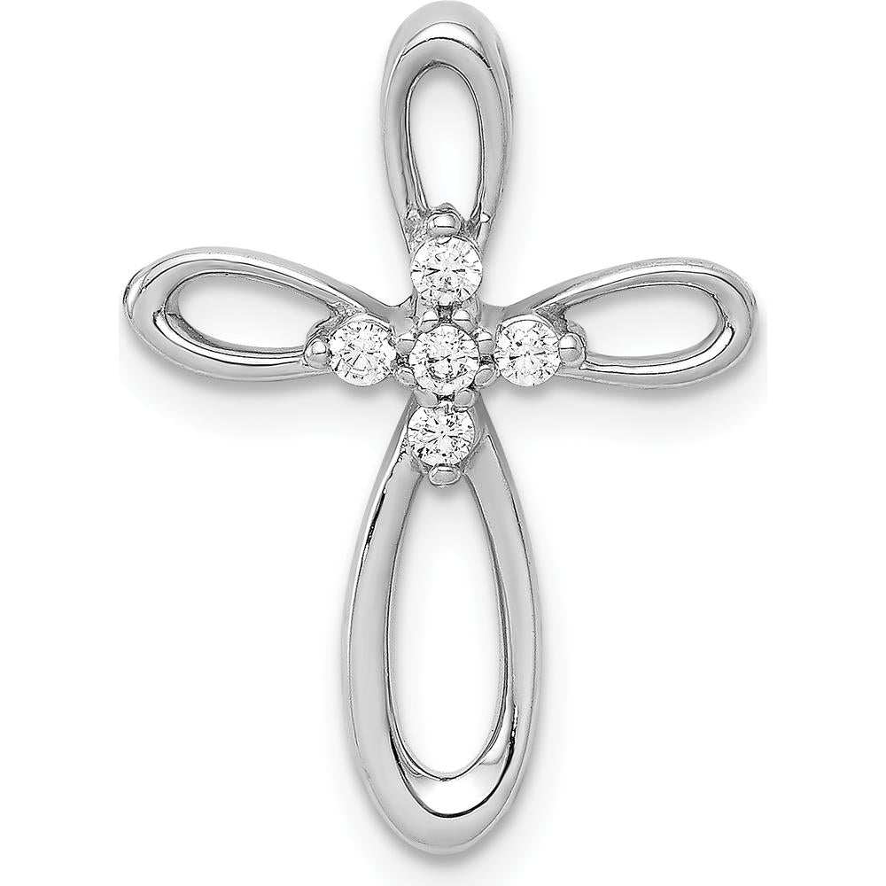 14K White Gold Diamond Cross Pendant with Round Diamonds - 0.10 Carat Total Diamond Weight by Monteluci Fine Jewelry