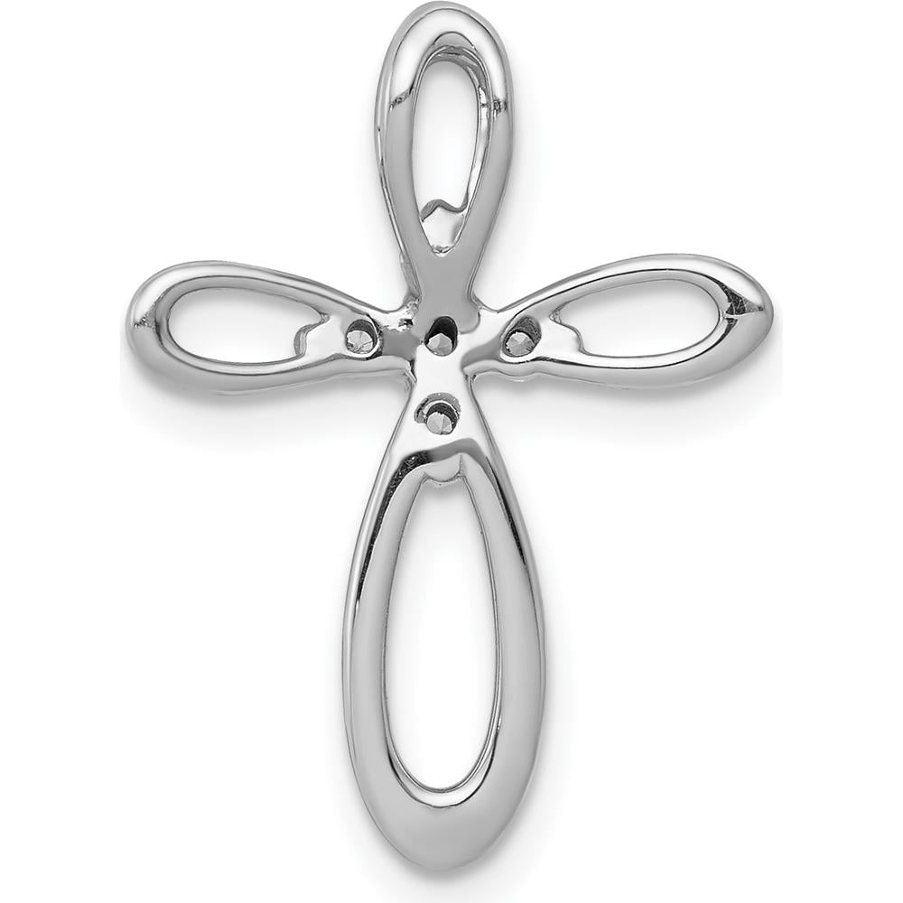 14K White Gold Diamond Cross Pendant with Round Diamonds - 0.10 Carat Total Diamond Weight by Monteluci Fine Jewelry