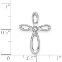 14K White Gold Diamond Cross Pendant with Round Diamonds - 0.10 Carat Total Diamond Weight by Monteluci Fine Jewelry