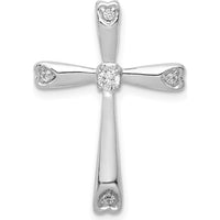 14K White Gold Diamond Cross Pendant with Round Diamonds - 0.10 Carat Total Diamond Weight by Monteluci Fine Jewelry