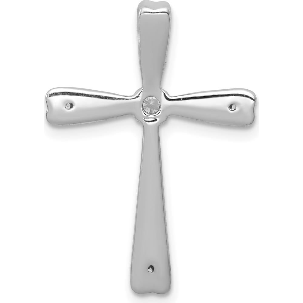 14K White Gold Diamond Cross Pendant with Round Diamonds - 0.10 Carat Total Diamond Weight by Monteluci Fine Jewelry