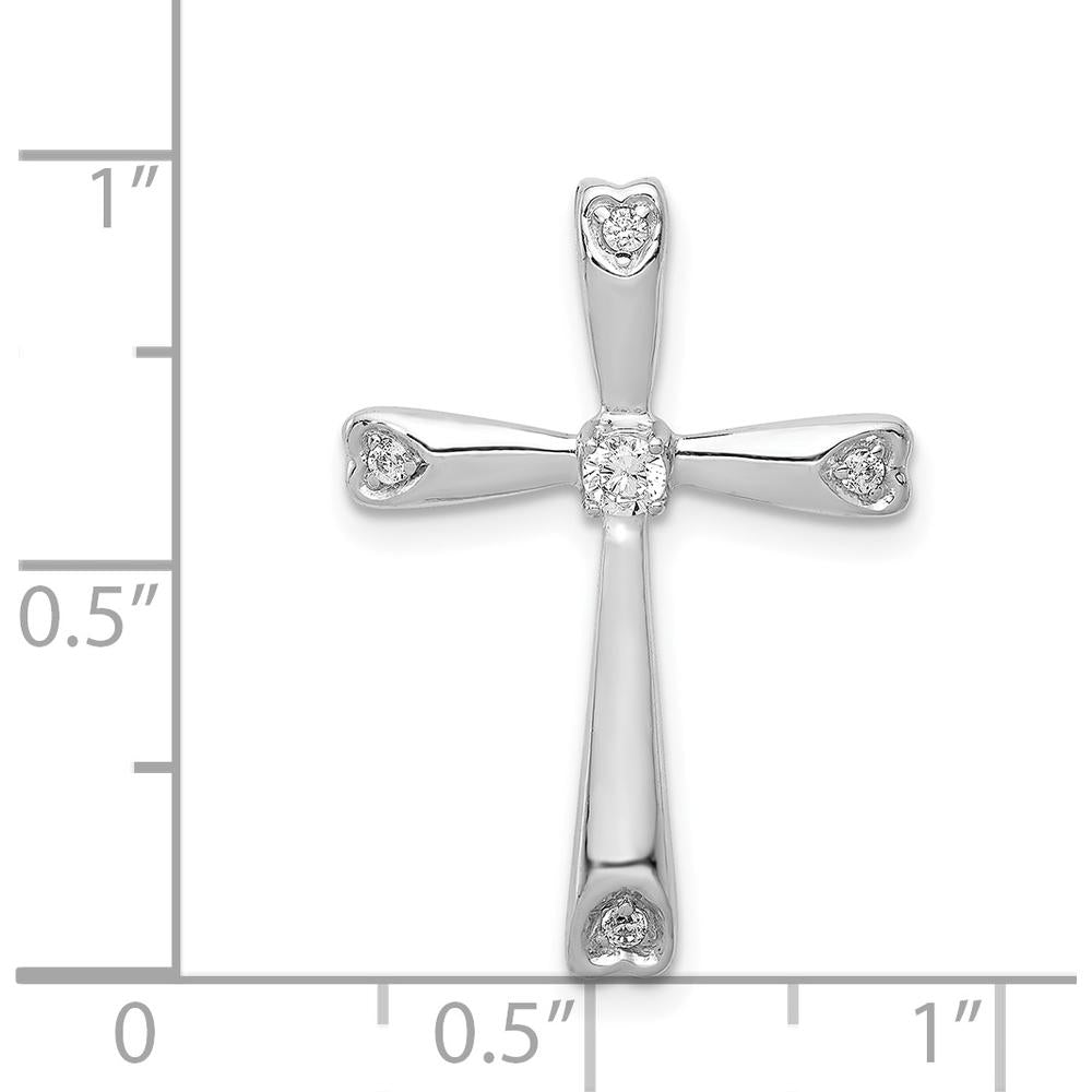 14K White Gold Diamond Cross Pendant with Round Diamonds - 0.10 Carat Total Diamond Weight by Monteluci Fine Jewelry