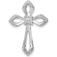 14K White Gold Diamond Cross Pendant with Round Diamonds - 0.11 Carat Total Diamond Weight by Monteluci Fine Jewelry