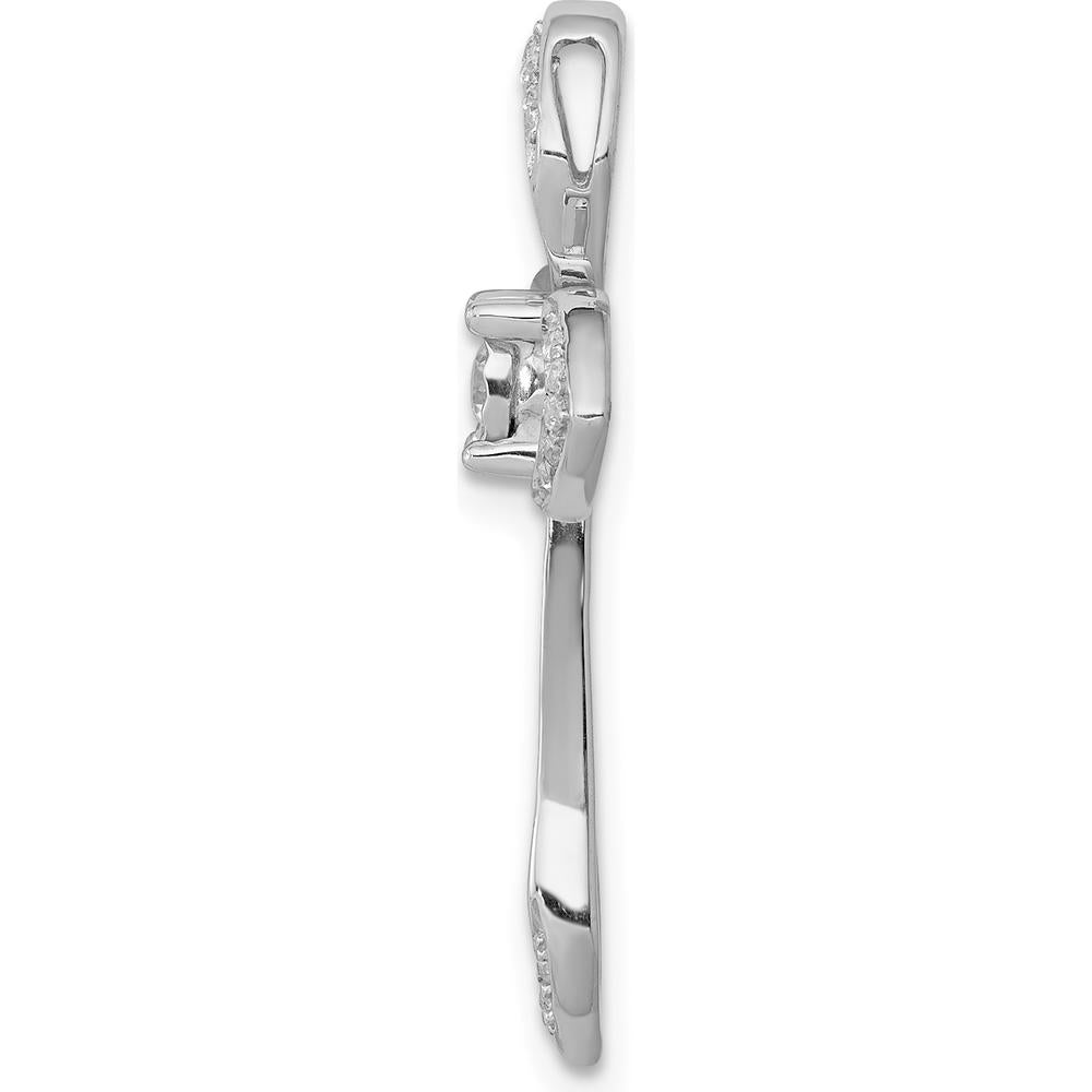 14K White Gold Diamond Cross Pendant with Round Diamonds - 0.11 Carat Total Diamond Weight by Monteluci Fine Jewelry