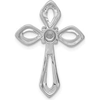 14K White Gold Diamond Cross Pendant with Round Diamonds - 0.11 Carat Total Diamond Weight by Monteluci Fine Jewelry