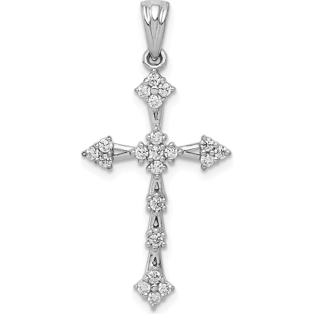 14K White Gold Diamond Cross Pendant with Round Diamonds - 0.25 Carat Total Diamond Weight by Monteluci Fine Jewelry