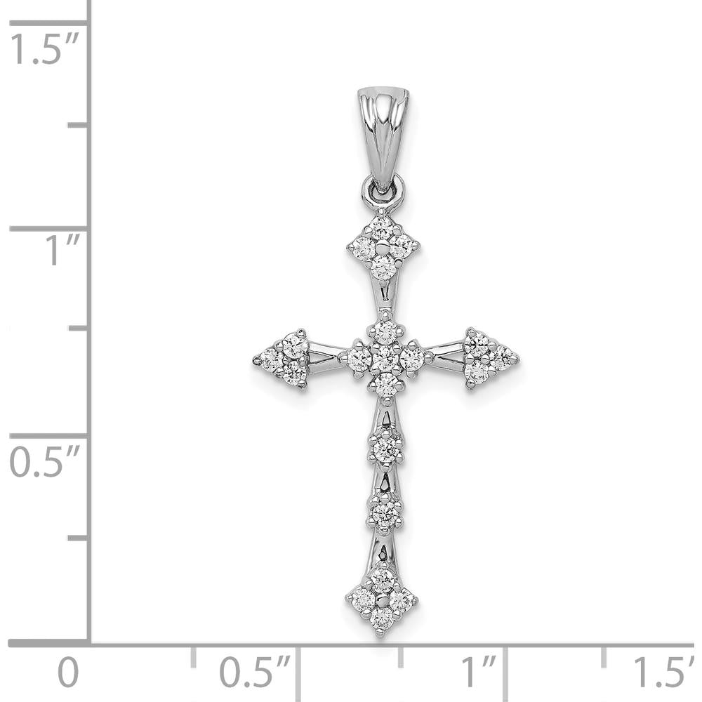 14K White Gold Diamond Cross Pendant with Round Diamonds - 0.25 Carat Total Diamond Weight by Monteluci Fine Jewelry