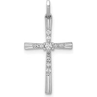 14K White Gold Diamond Cross Pendant with Round Diamonds - 1/10 Carat Total Diamond Weight by Monteluci Fine Jewelry