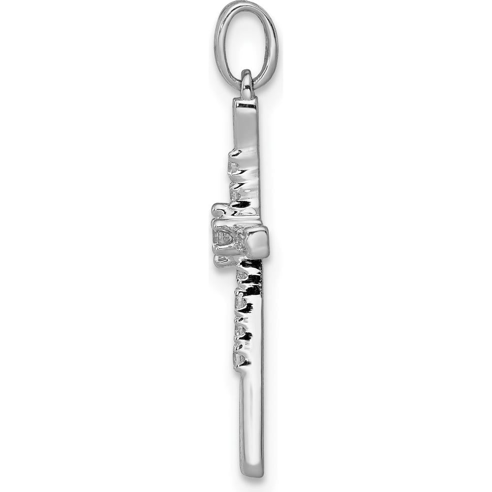 14K White Gold Diamond Cross Pendant with Round Diamonds - 1/10 Carat Total Diamond Weight by Monteluci Fine Jewelry